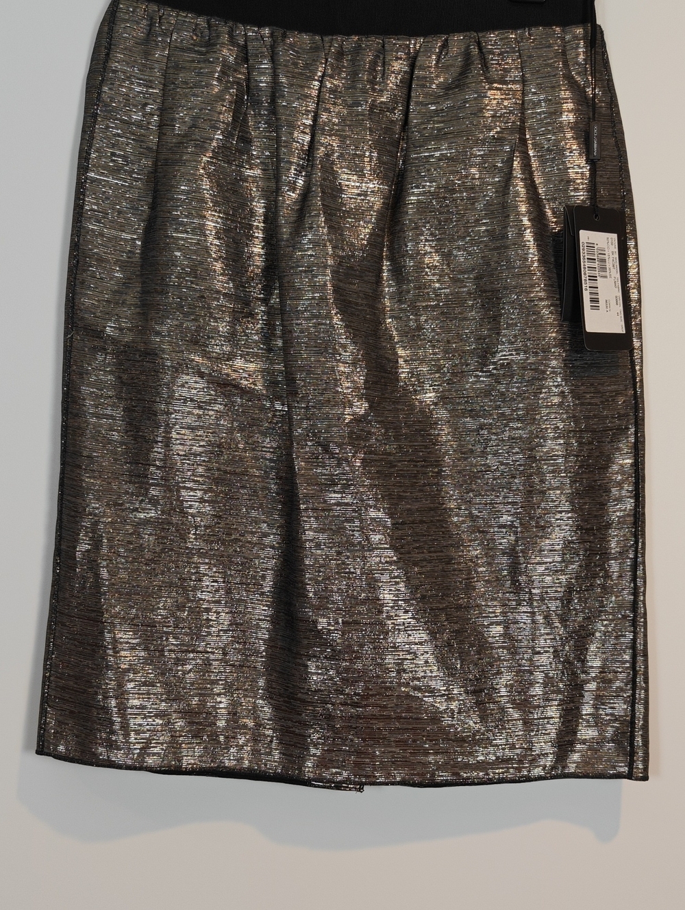 DOLCE & GABBANA NWT Designer Silver and Gold Metallic Silk Skirt Size 44 - Picture 5 of 16